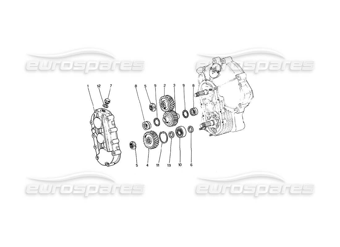 ferrari 246 dino (1975) getriebe-teilediagramm