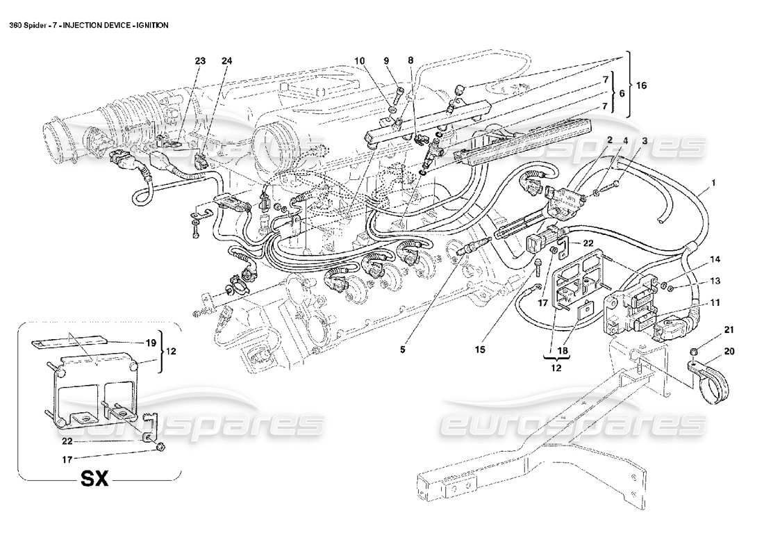 ferrari 360 spider einspritzgerät - zündung teilediagramm