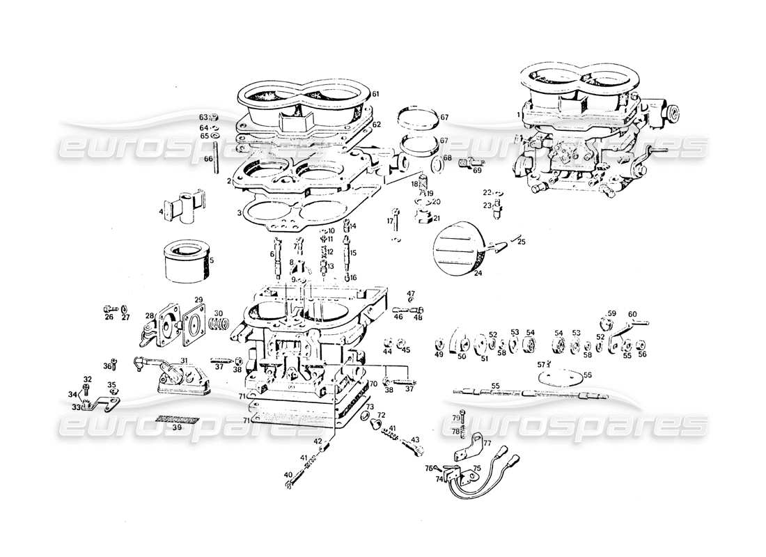 maserati khamsin vergaser teilediagramm