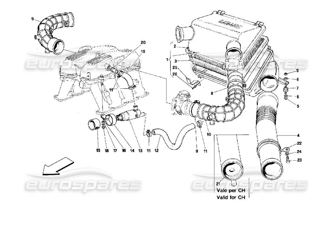 ferrari mondial 3.4 t coupe/cabrio lufteinlass – motronic 2.7 teilediagramm