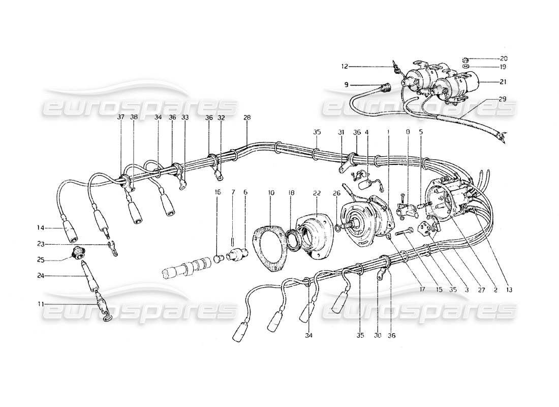 ferrari 308 gt4 dino (1979) teilediagramm der motorzündung