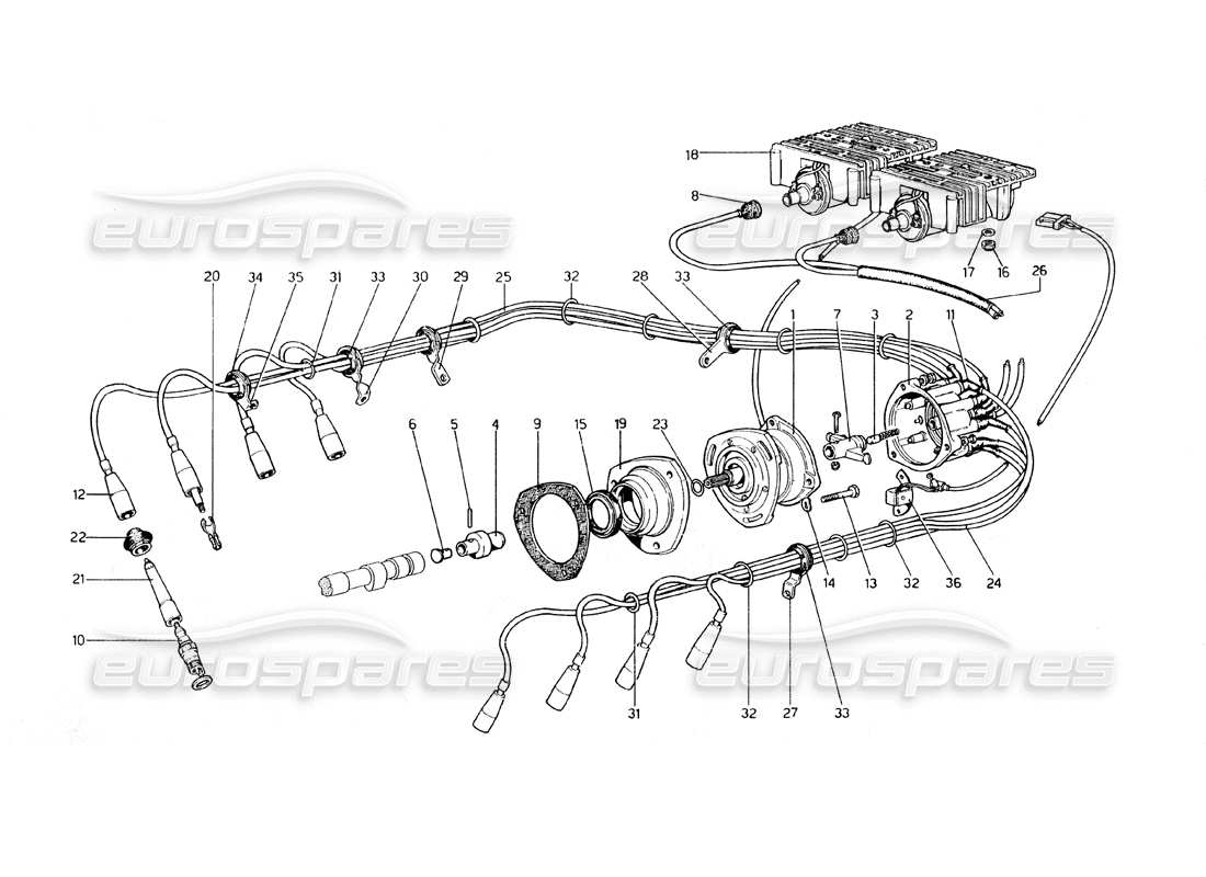ferrari 308 gt4 dino (1979) motorzündung (von n. 14070 gs - 14020 gd) teilediagramm