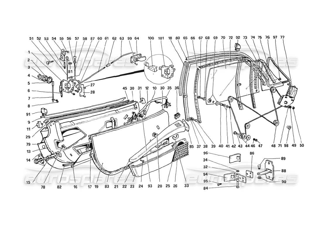 ferrari 308 gtb (1980) doors-ersatzteildiagramm