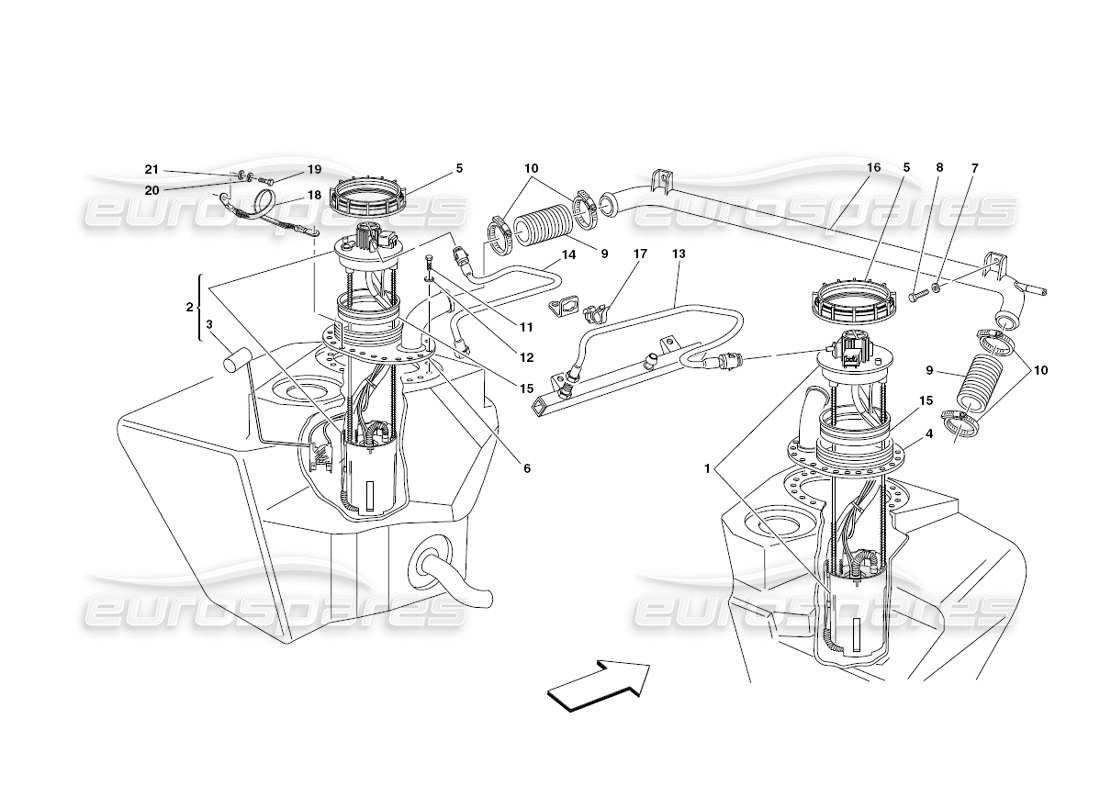 ferrari 430 challenge (2006) teilediagramm für kraftstoffpumpen und -leitungen