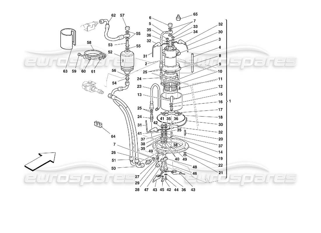 ferrari 355 (2.7 motronic) kraftstoffpumpe und rohre teilediagramm