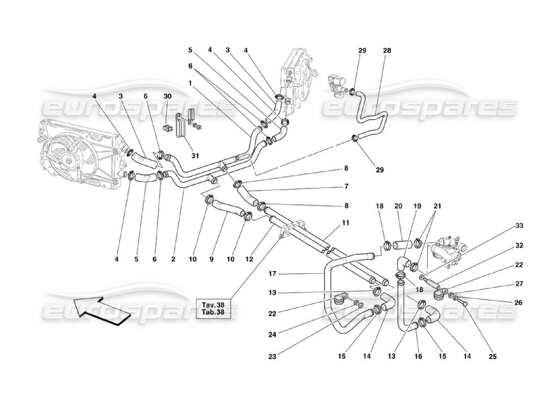 ferrari 360 challenge stradale kühlsystem teilediagramm