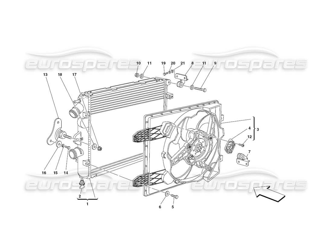 ferrari 430 challenge (2006) teilediagramm für kühlsystemkühler