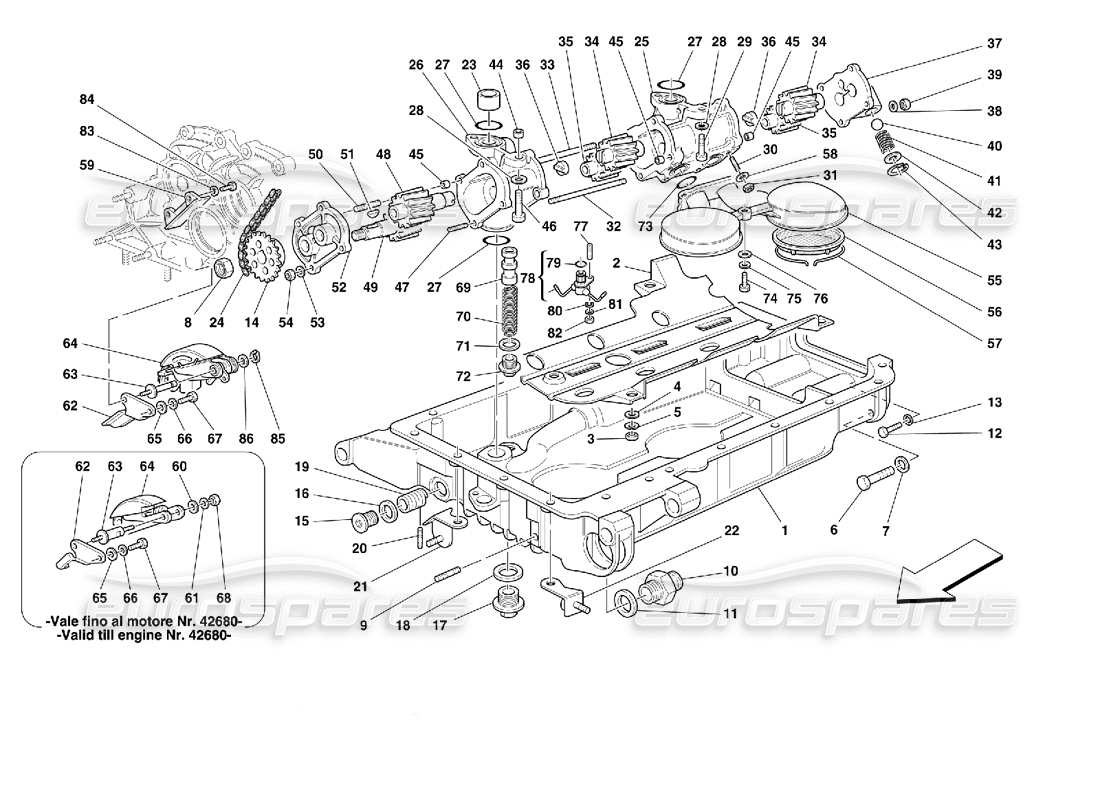 ferrari 355 (2.7 motronic) teilediagramm für pumpen und ölwanne