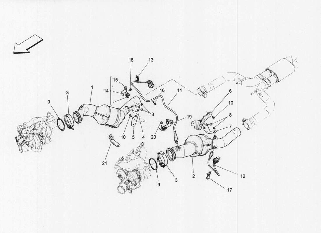 maserati qtp. v6 3.0 bt 410bhp 2wd 2017 vorkatalysatoren und katalysatoren teilediagramm