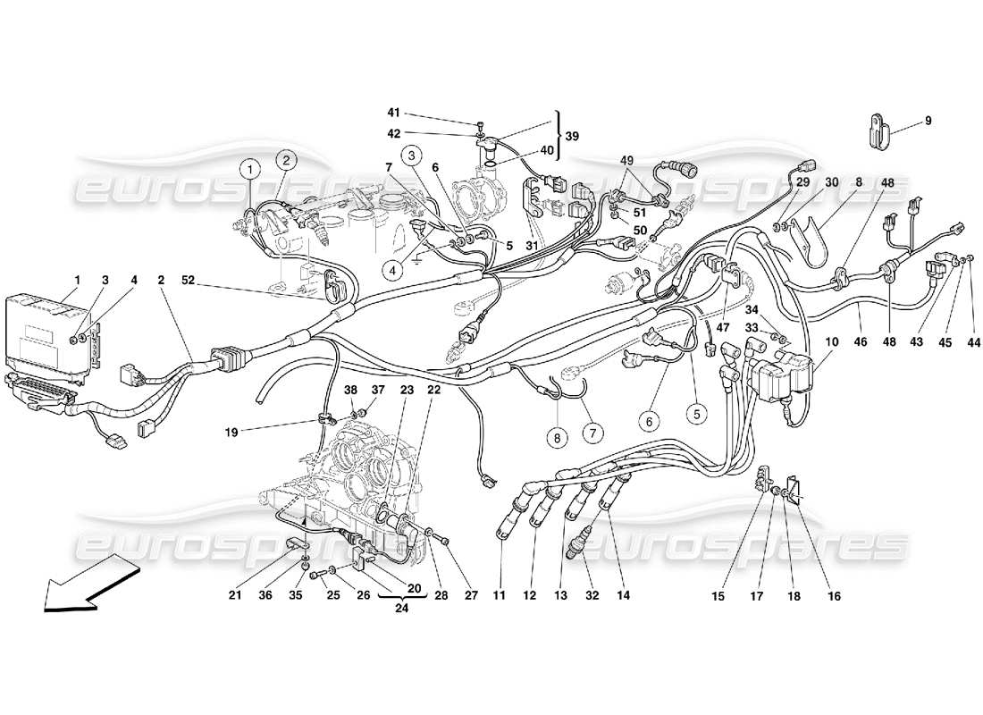 ferrari 355 (5.2 motronic) einspritzgerät - zündung teilediagramm