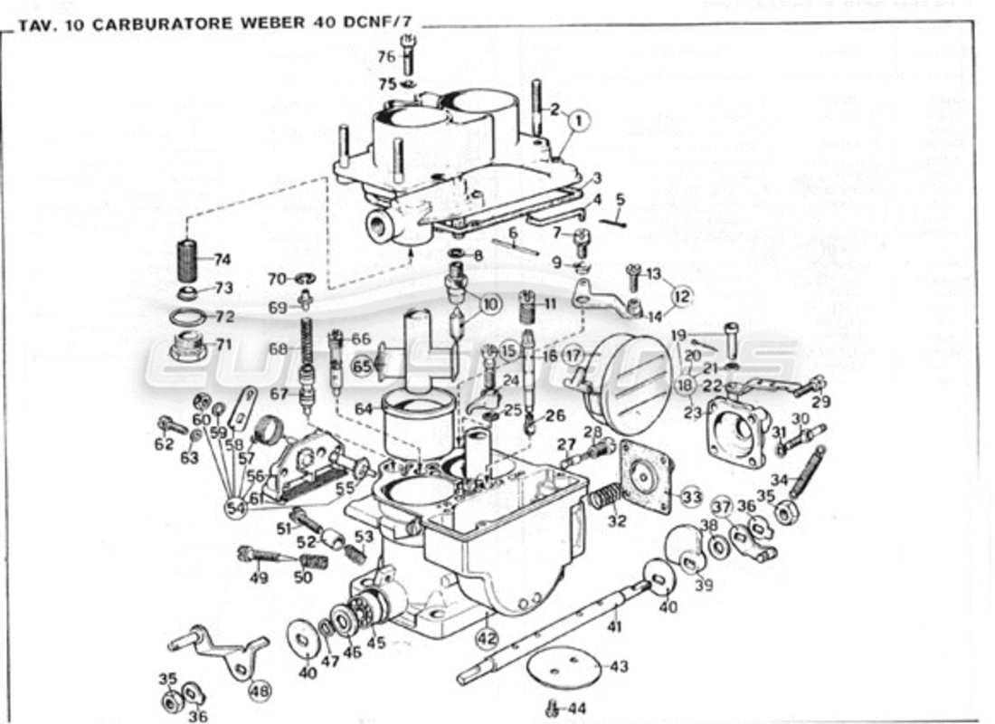 ferrari 246 gt series 1 weber-vergaser teilediagramm