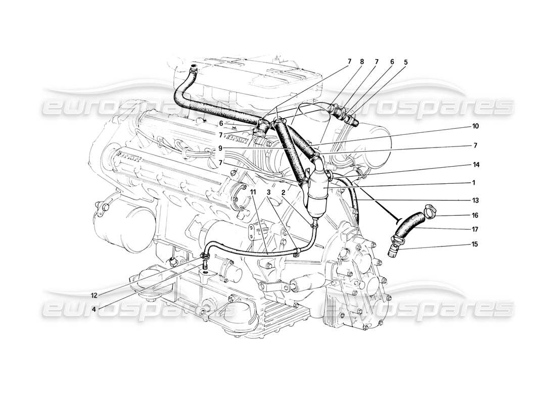 ferrari mondial 8 (1981) teilediagramm des blow-by-systems