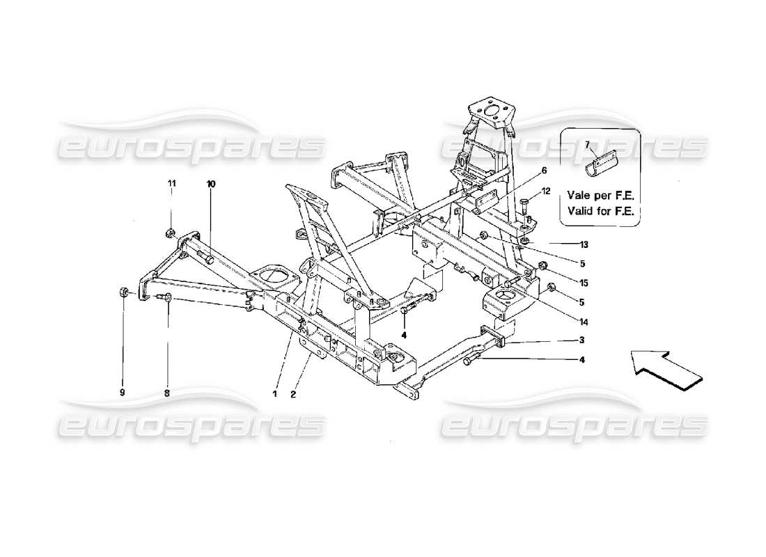 ferrari mondial 3.4 t coupe/cabrio abnehmbarer rahmen hinten - gültig für fahrzeuge mit 4p ersatzteildiagramm