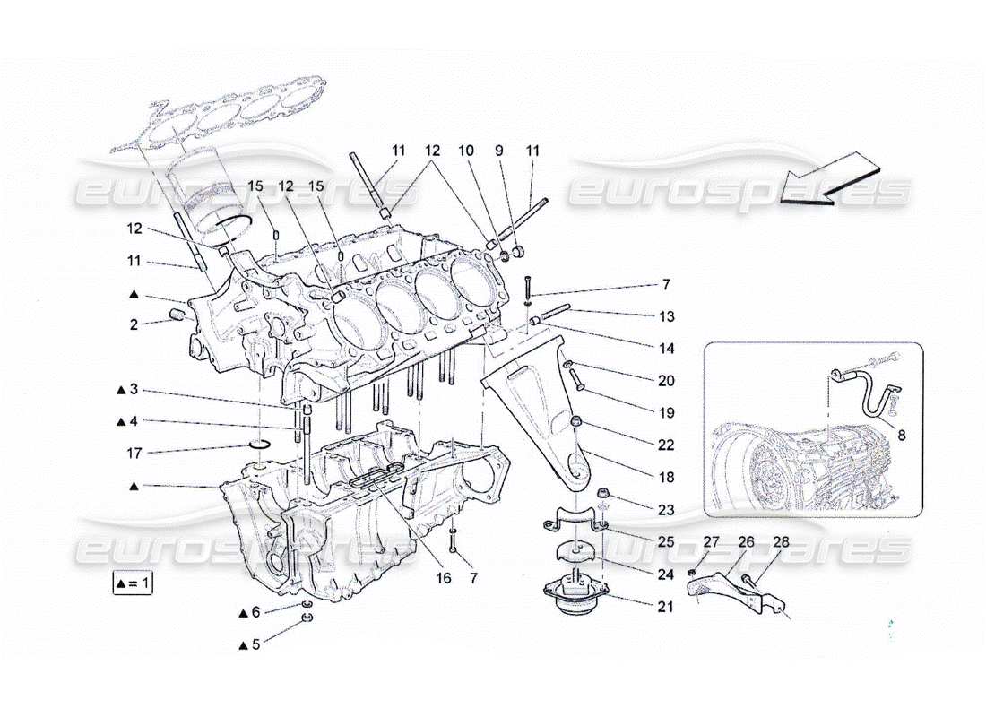maserati qtp. (2010) 4.2 kurbelgehäuse-teilediagramm