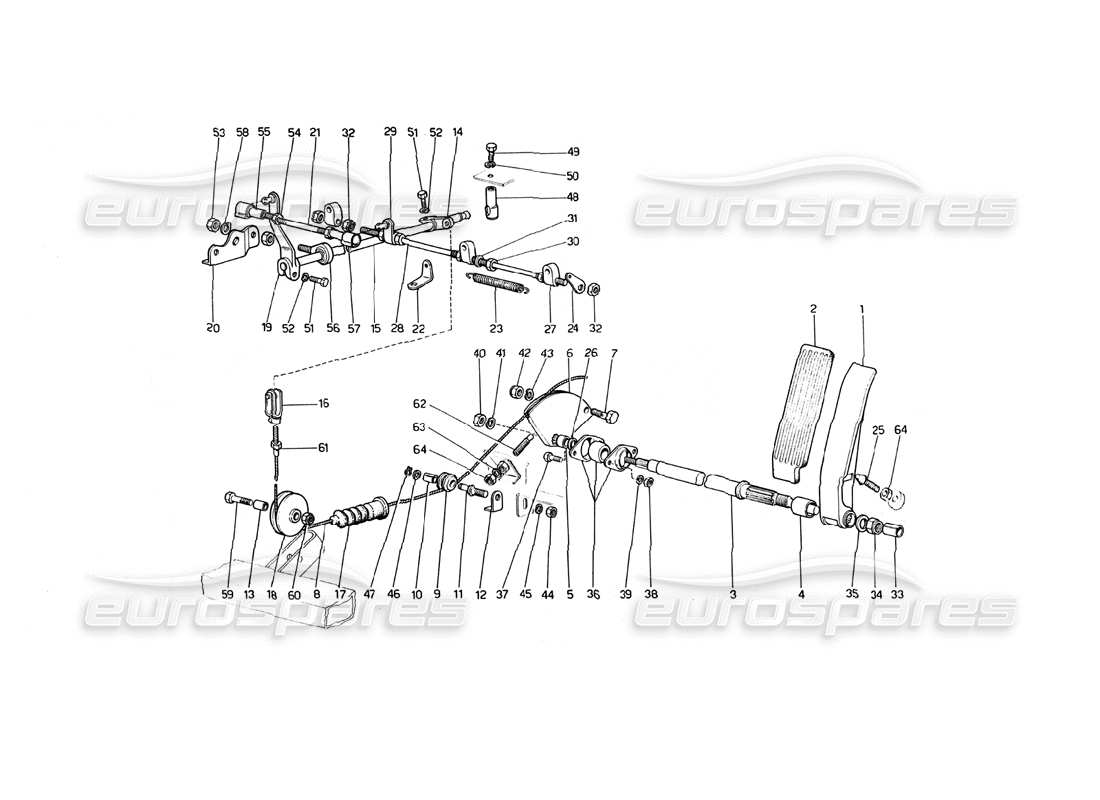 ferrari 246 dino (1975) drosselklappensteuerung (varianten für rhd-versionen) teilediagramm