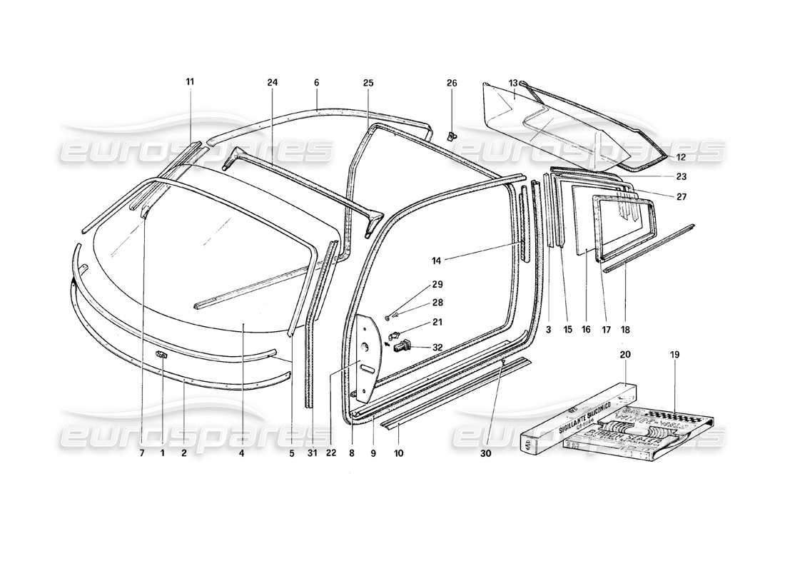 ferrari 308 (1981) gtbi/gtsi brillenteildiagramm