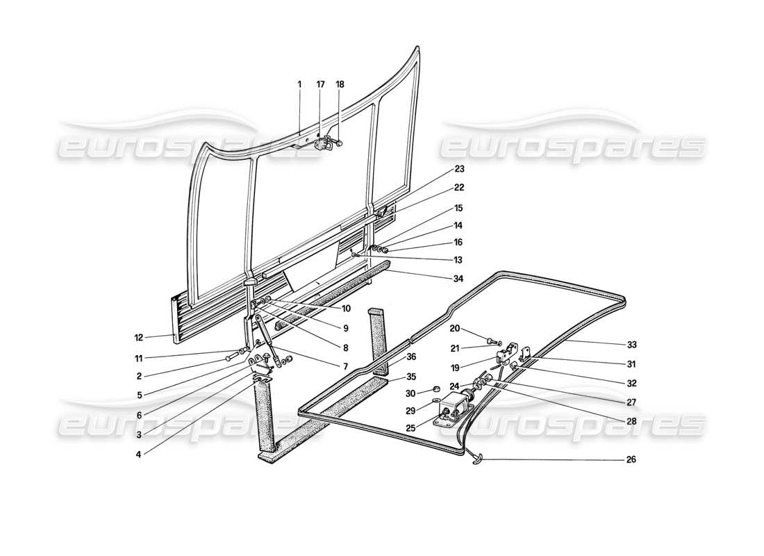ferrari mondial 8 (1981) teilediagramm des vorderen fachdeckels