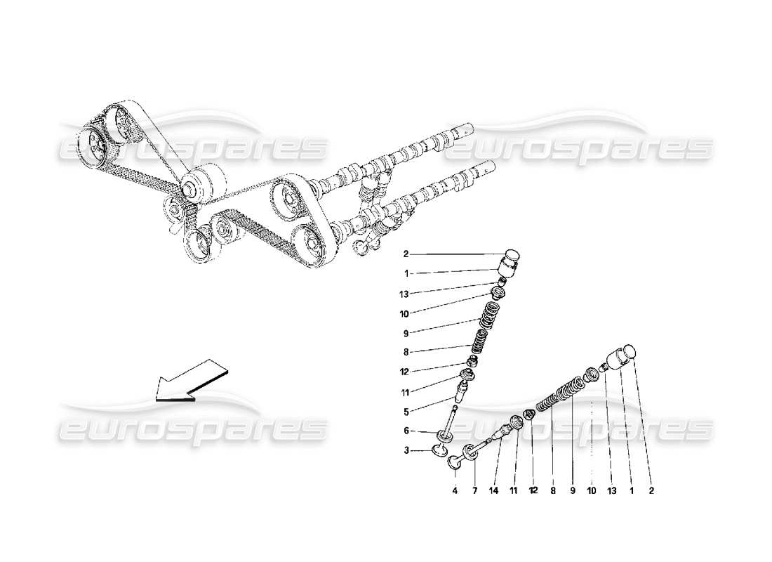 ferrari 348 (2.7 motronic) timing – stößel teilediagramm