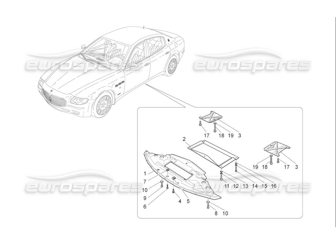 maserati qtp. (2009) 4.2 auto unterboden- und unterbodenschutz teilediagramm