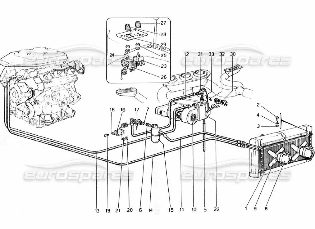 ferrari 308 gtb (1976) teilediagramm der klimaanlage