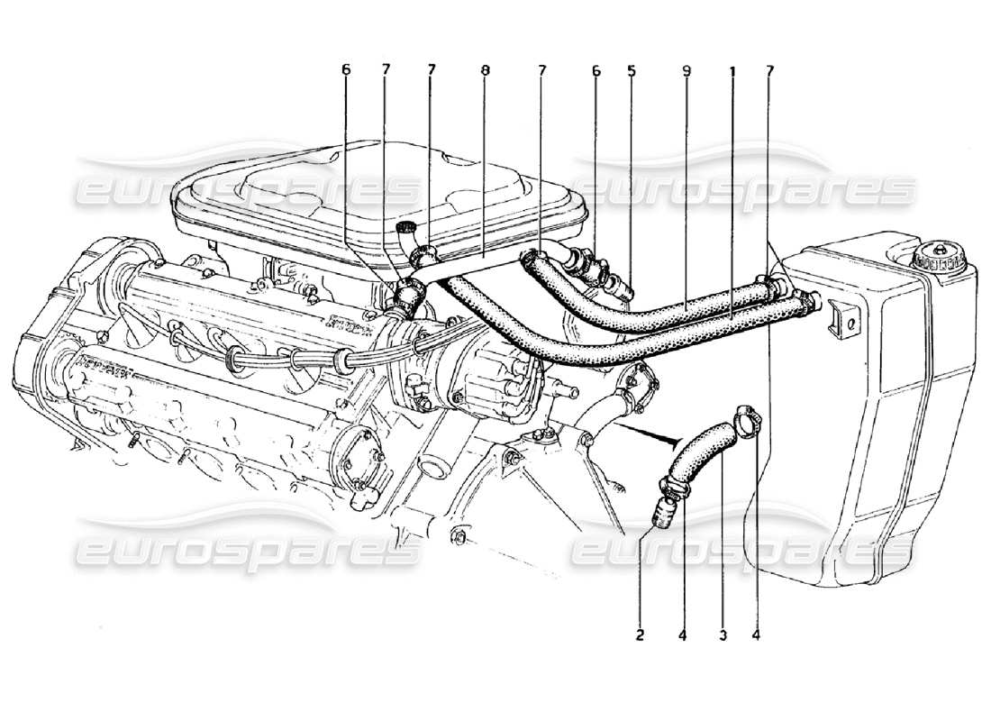 ferrari 308 gtb (1976) teilediagramm des blow-by-systems