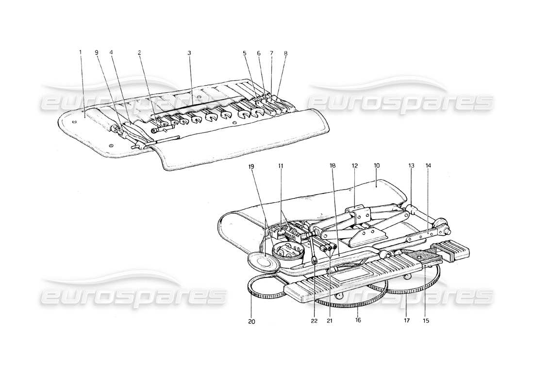 ferrari 308 gt4 dino (1979) teilediagramm des werkzeugsatzes