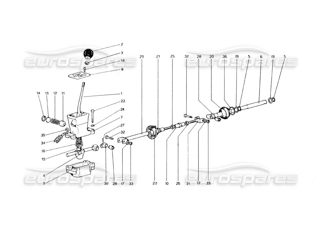 ferrari 308 gt4 dino (1979) teilediagramm für externe getriebesteuerungen