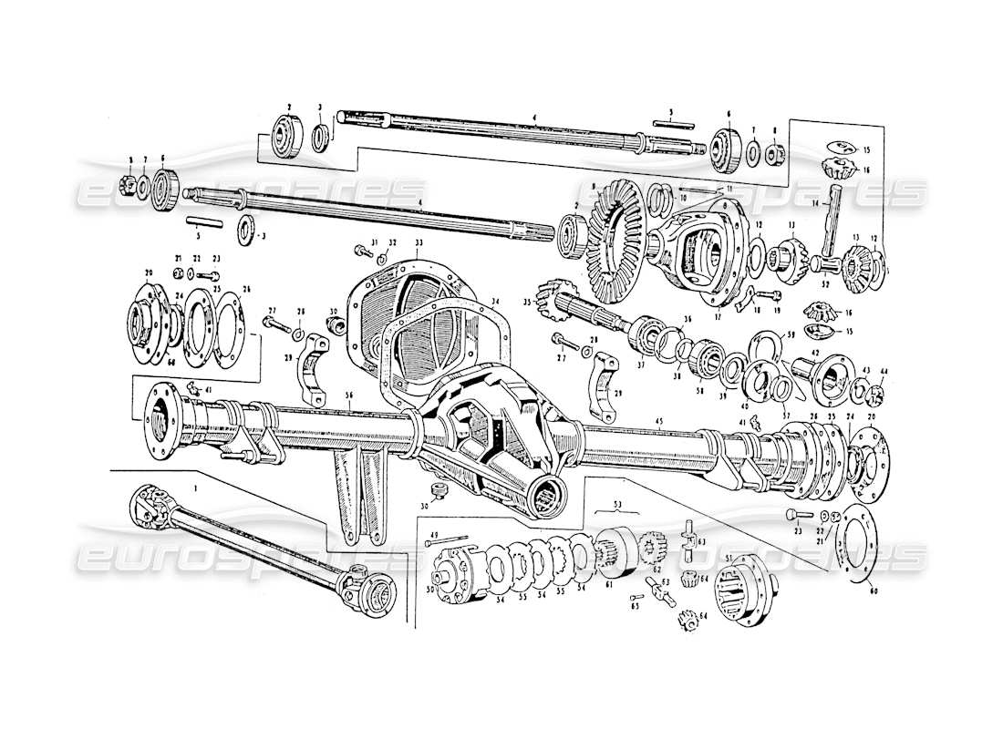 maserati 3500 gt teilediagramm für gelenkwelle und hinterachse