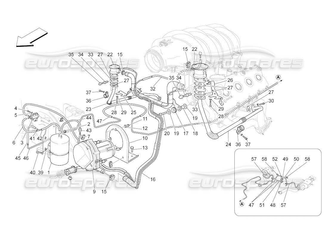 maserati qtp. (2011) 4.7 auto zusatzluftsystem teilediagramm