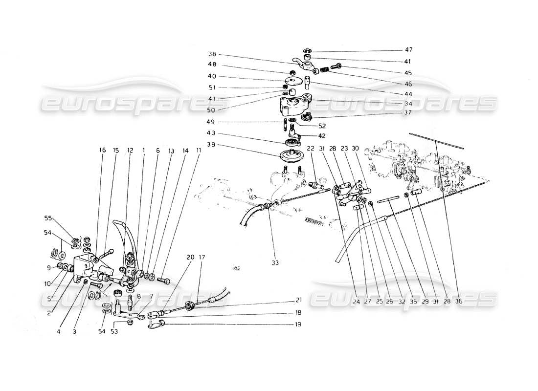 ferrari 308 gt4 dino (1979) teilediagramm der drosselklappensteuerung