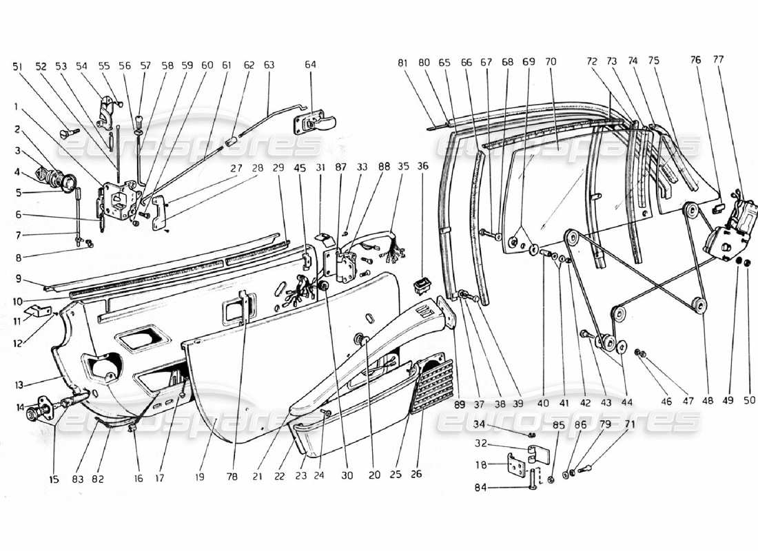 ferrari 308 gtb (1976) doors-ersatzteildiagramm