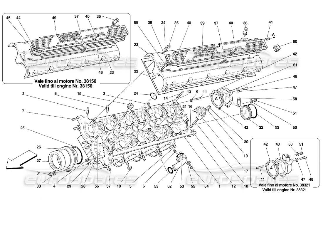 ferrari 355 (2.7 motronic) teilediagramm des linken zylinderkopfes