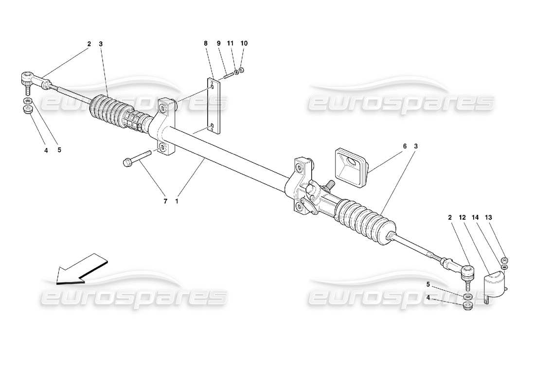 ferrari 355 (2.7 motronic) teilediagramm für mechanisches lenkgetriebe
