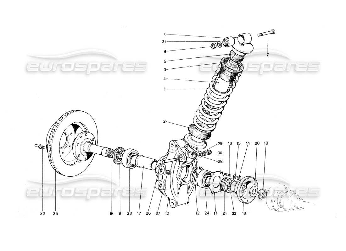 ferrari 308 gt4 dino (1979) hinterradaufhängung - dreieckslenker-teilediagramm