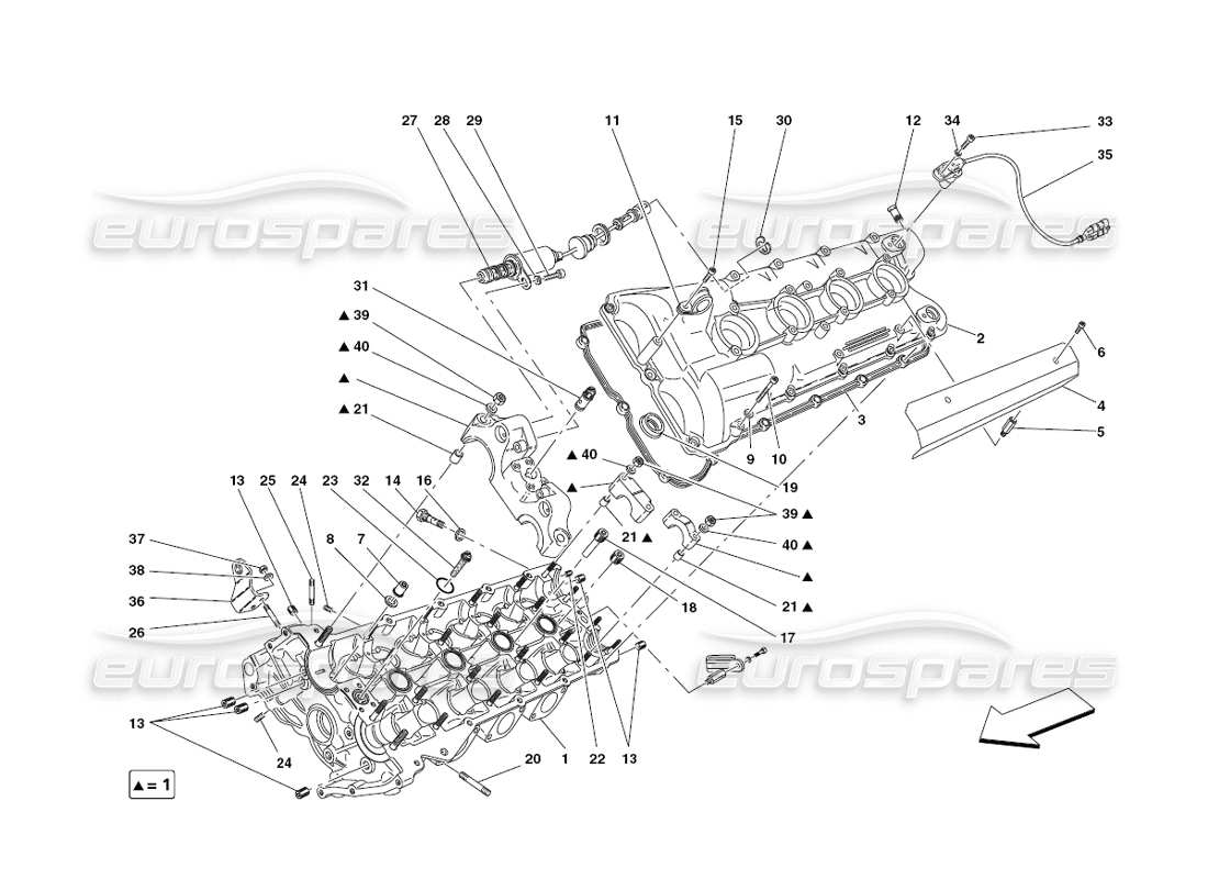 ferrari 430 challenge (2006) teilediagramm für linken zylinderkopf