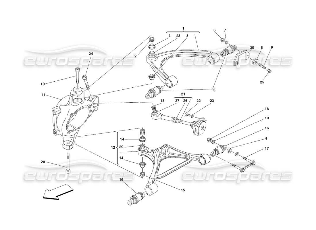 ferrari 430 challenge (2006) hinterradaufhängung - dreieckslenker-teilediagramm