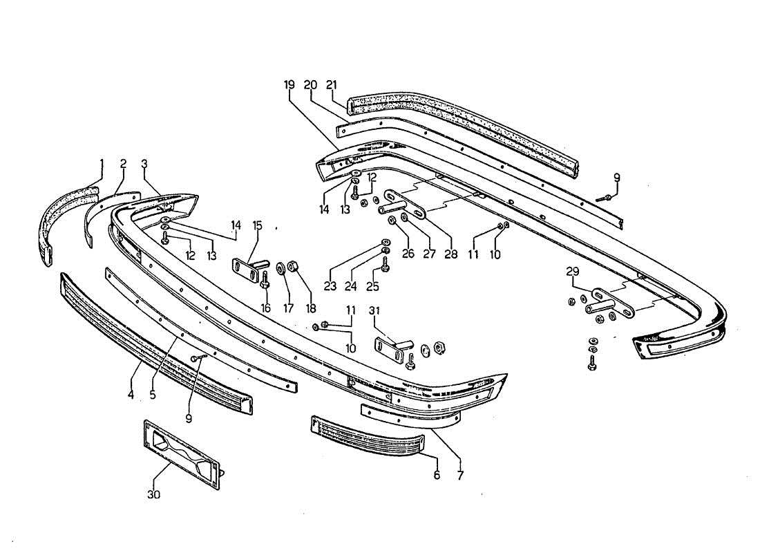 lamborghini jarama stoßstangen vorne und hinten teilediagramm