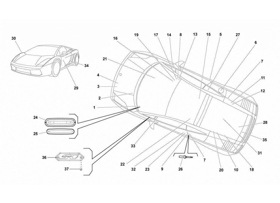 lamborghini gallardo sts ii sc namensschilder ersatzteildiagramm
