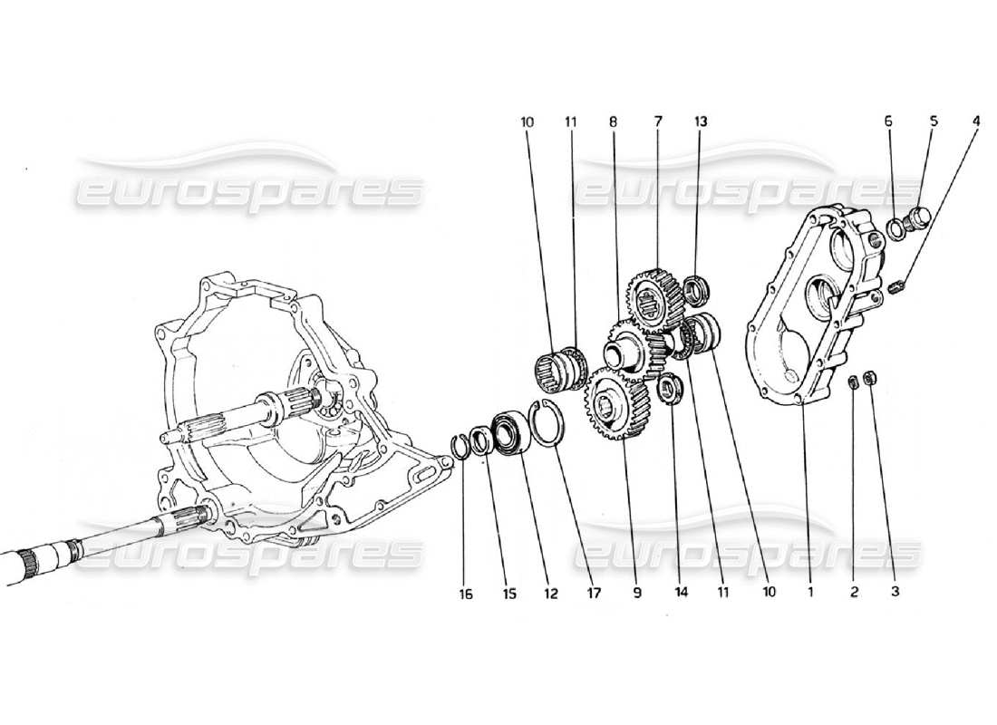 ferrari 308 gtb (1976) getriebe-teilediagramm