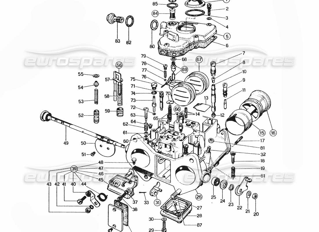 ferrari 365 gtc4 (mechanical) vergaser weber 38 dcoe 59-60 teilediagramm