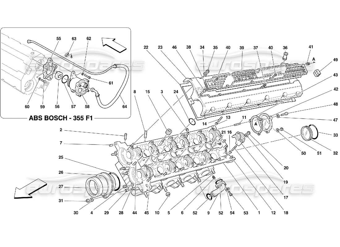 ferrari 355 (5.2 motronic) teilediagramm des linken zylinderkopfes