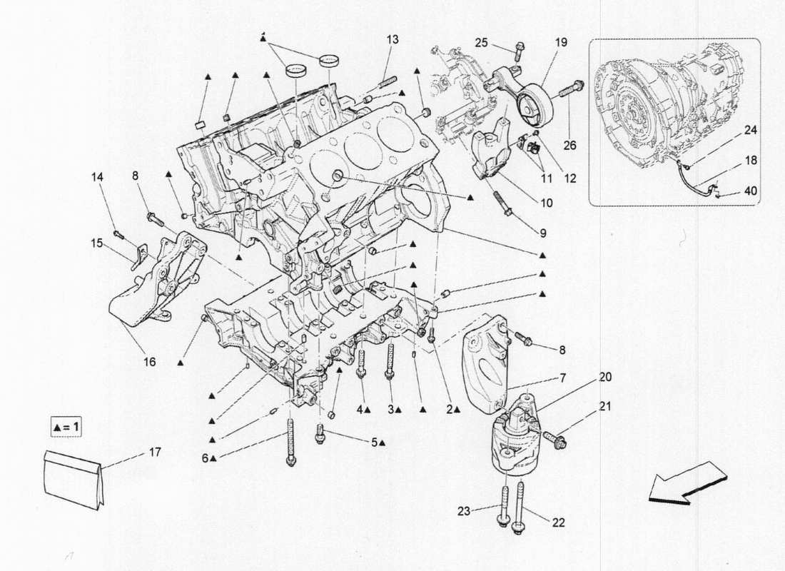maserati qtp. v6 3.0 tds 275bhp 2017 kurbelgehäuse-teilediagramm