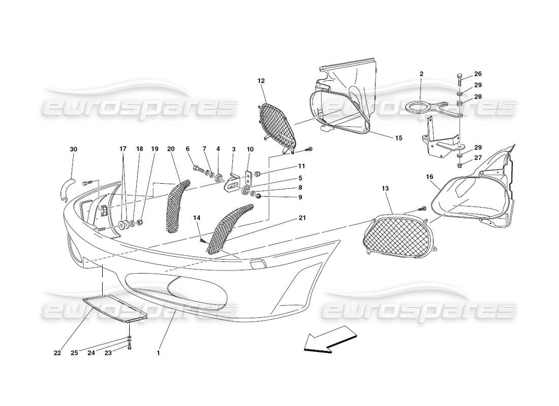 ferrari 430 challenge (2006) frontstoßstange teilediagramm