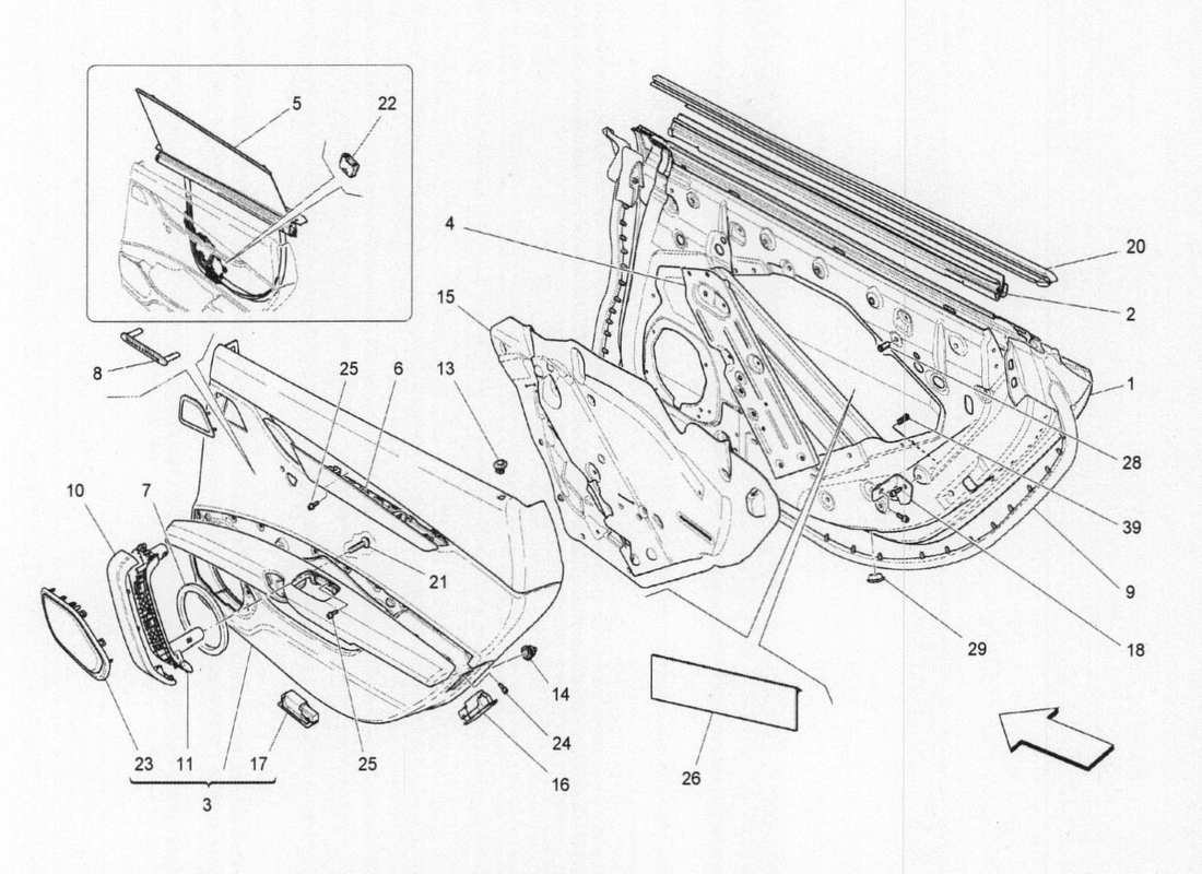 maserati qtp. v6 3.0 tds 275bhp 2017 hintere türen: zierbleche teilediagramm