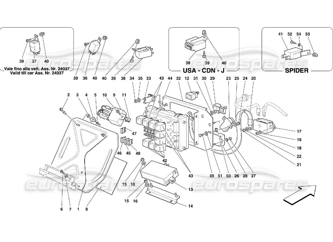 ferrari 355 (5.2 motronic) elektrische platinen - teilediagramm fahrgastraum