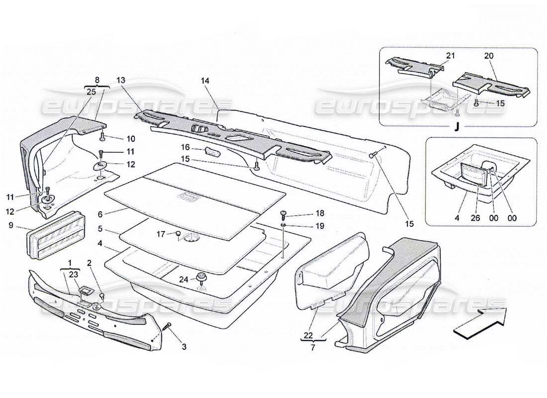maserati qtp. (2010) 4.2 gepäckraummatten ersatzteildiagramm