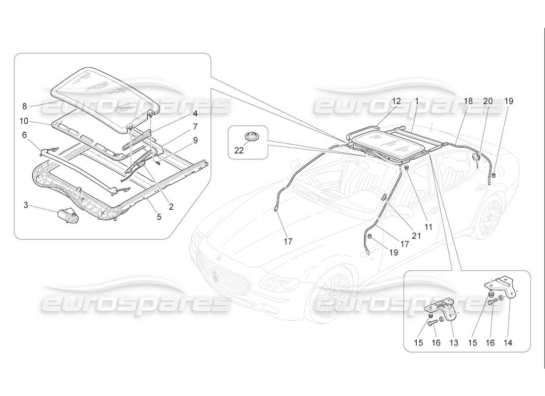 maserati qtp. (2008) 4.2 auto schiebedach-teilediagramm