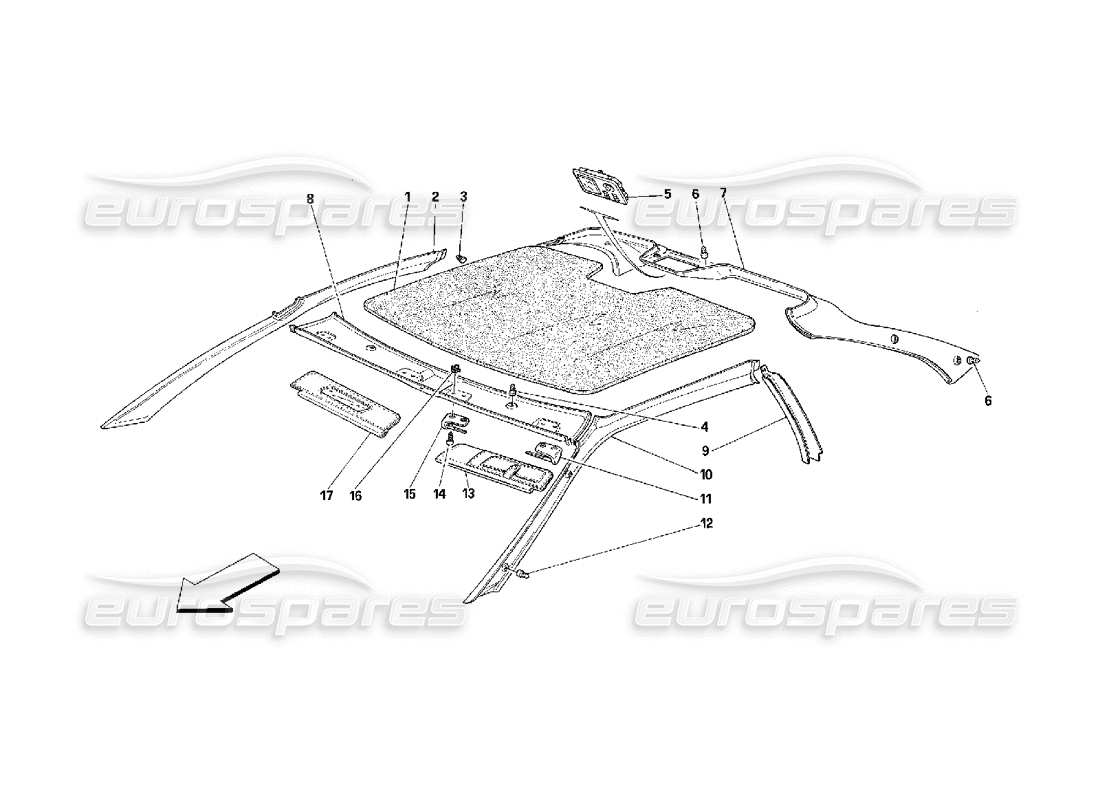 ferrari 348 (2.7 motronic) teilediagramm für dachverkleidungen
