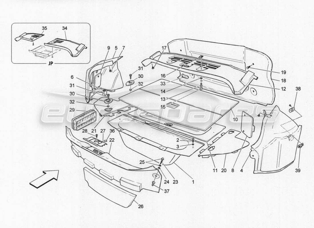 maserati granturismo special edition gepäckraummatten ersatzteildiagramm