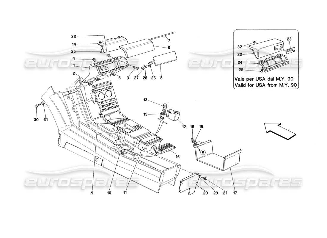 ferrari 348 (1993) tb / ts tunnel - zubehörteile-diagramm